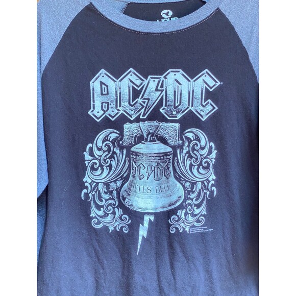Liquid Blue AC/DC Hell's Bell Band t-shirt raglan Half Sleeve Shirt Size L - Picture 3 of 5